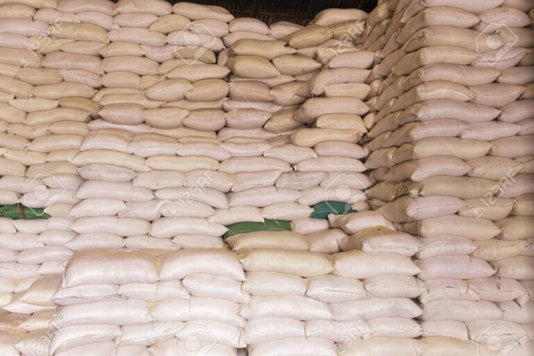 Stack sacks of rice